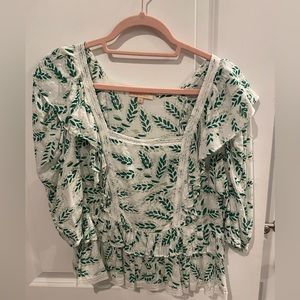 Green and white 3/4 length sleeves